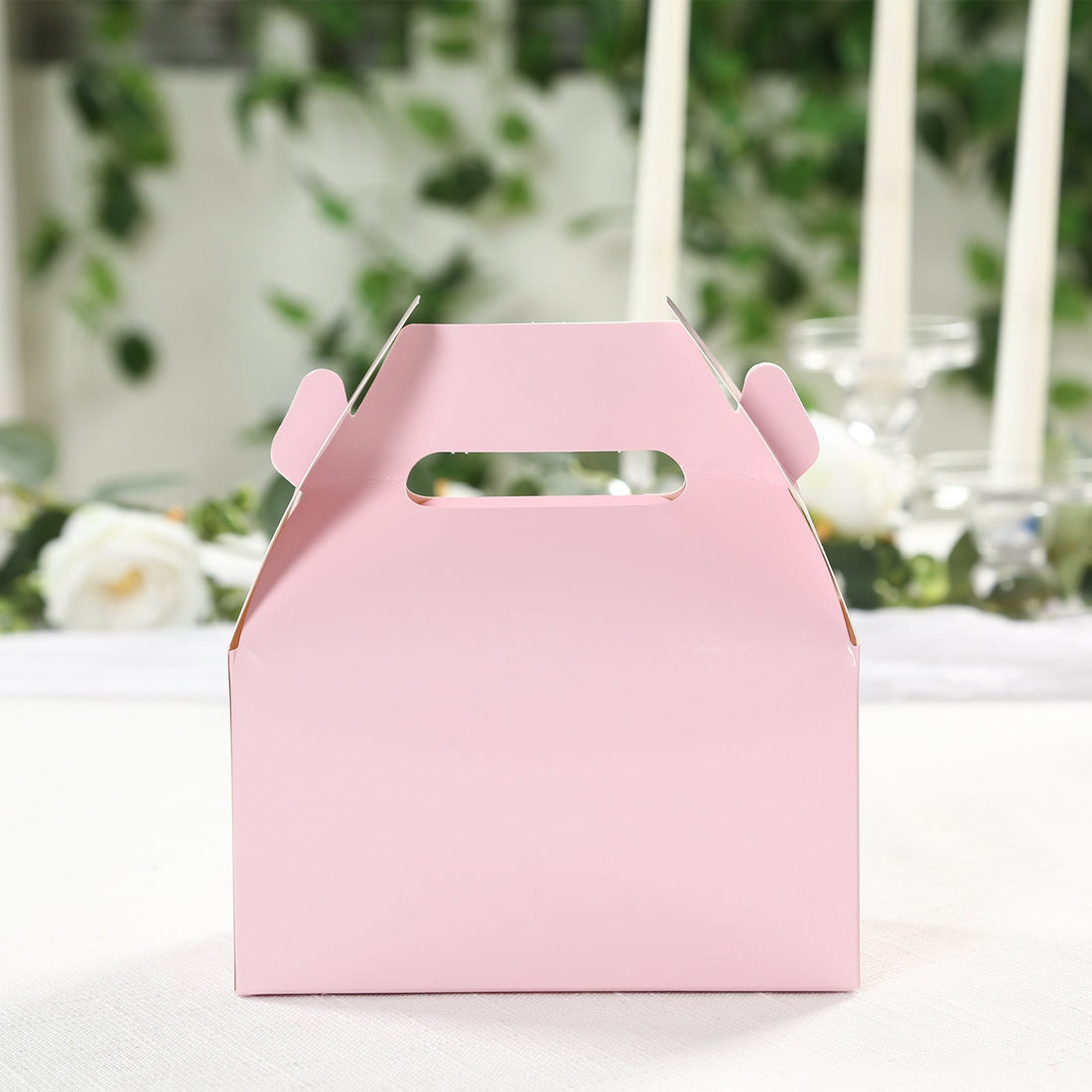 25 Pack Blush Party Favor Gift Tote Gable Box Bags, Candy Treat Boxes