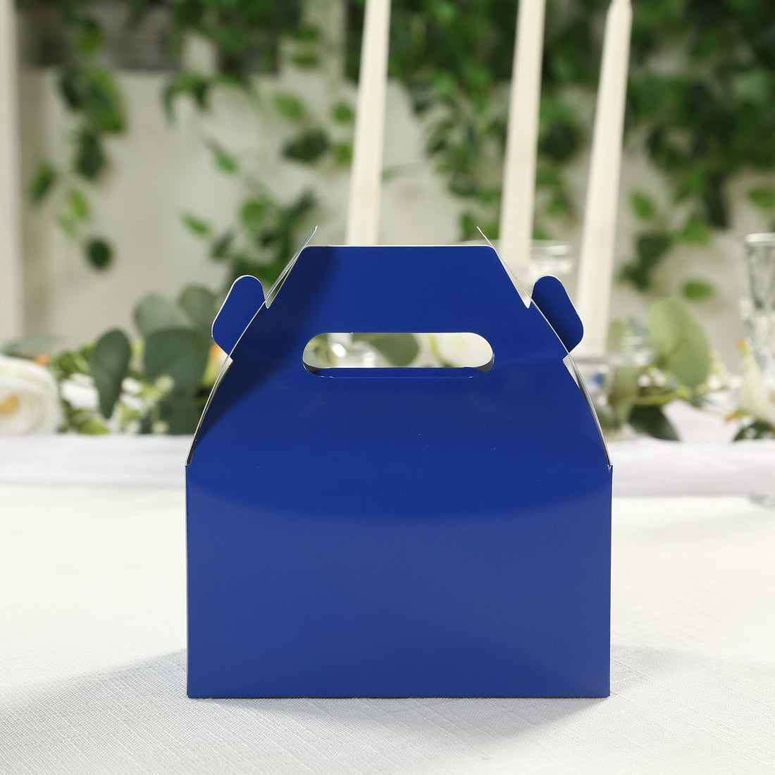 25 Pack Royal Blue Party Favor Gift Tote Gable Box Bags, Candy Treat Boxes 6x3.5x7inch
