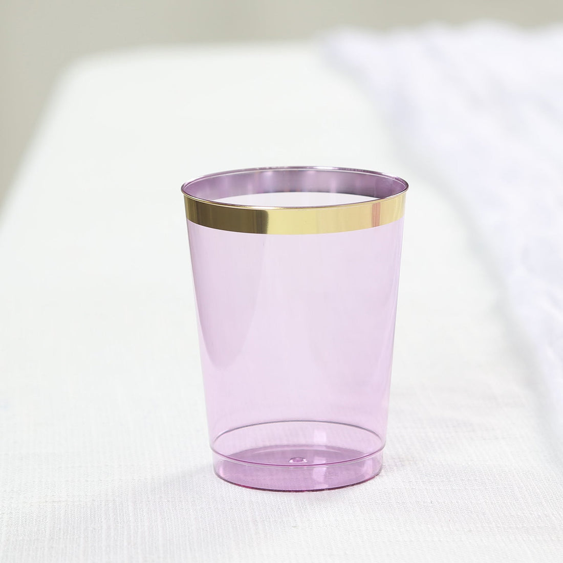 25 Pack Purple Crystal Plastic Tumbler Cups with Gold Rim