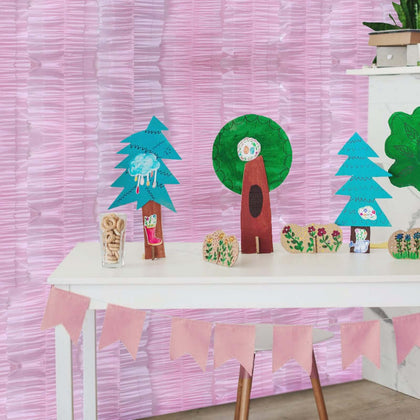 3 Pack Blush Ruffled Paper Streamer Rolls, Crepe Tissue Party Decorations 28ft