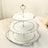 3-Tier Whitewashed Plastic Cupcake Stand Holder with Antique Gold Embossed Baroque Rim, Rustic Round