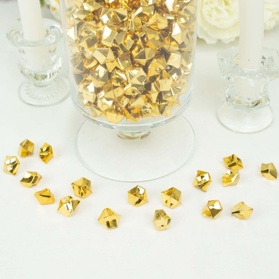 300 Pack Gold Large Acrylic Ice Bead Vase Fillers Table Decoration