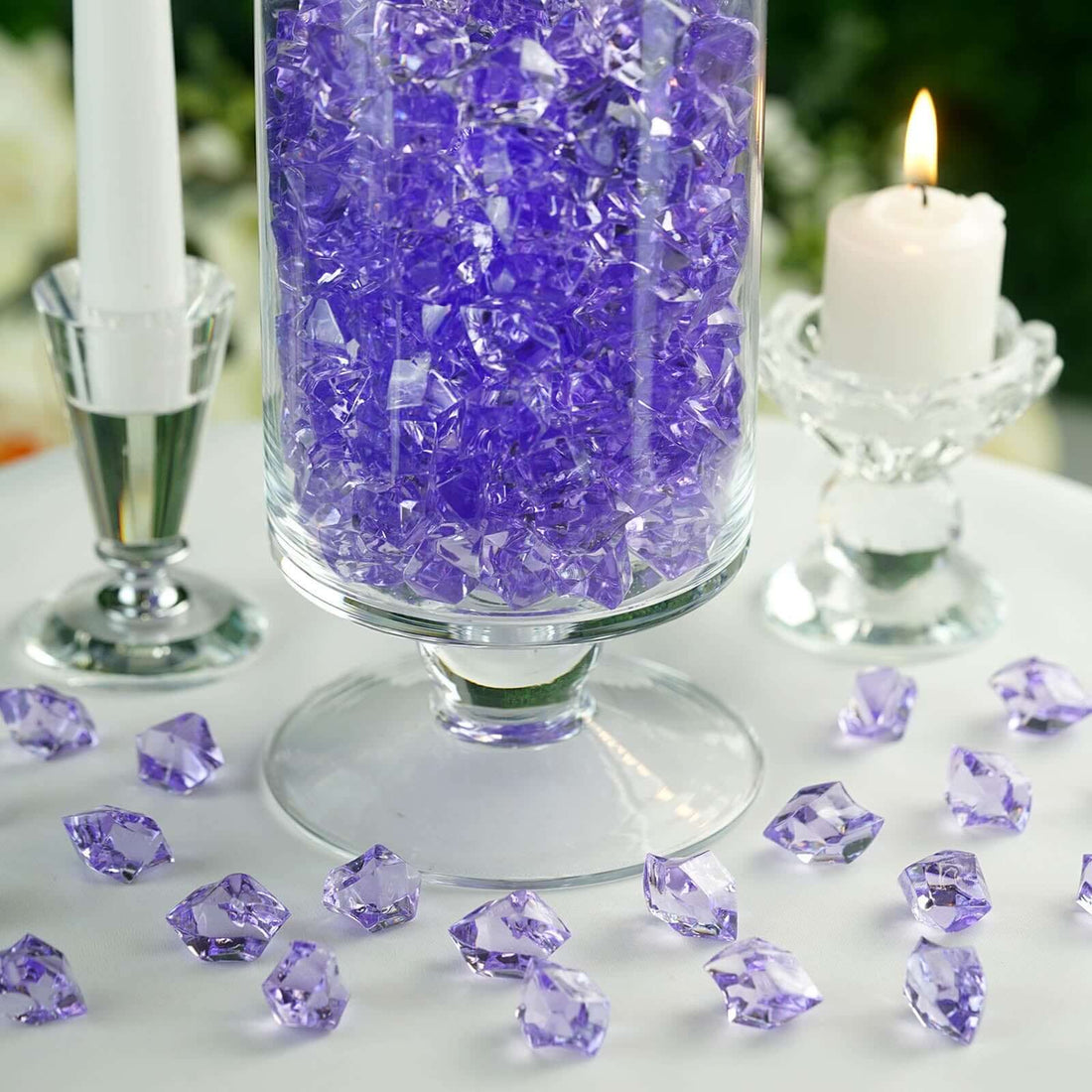 300 Pack | Lavender Lilac Large Acrylic Ice Bead Vase Fillers, DIY Craft Crystals