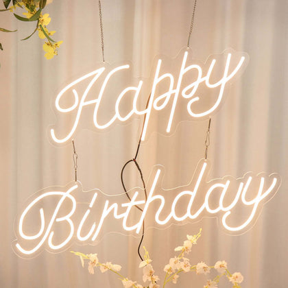 Vibrant and Playful: Happy Birthday Neon Light Sign in Brilliant Colors