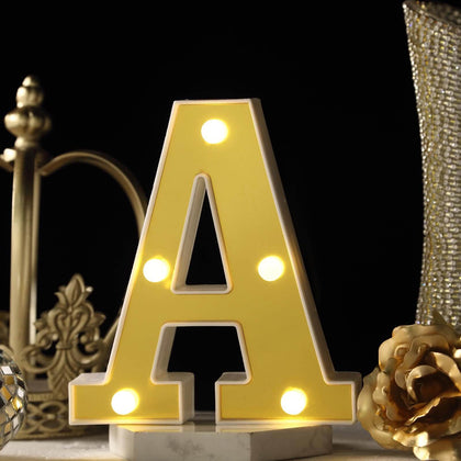 3D Marquee Letter "A" Gold with Warm White 5 LED Lights 6" - Light-Up Accent for Displays