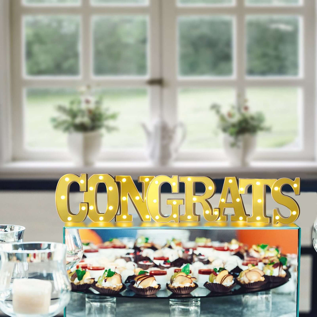 6 Gold 3D Marquee Letters - Warm White 5 LED Light Up Letters - C