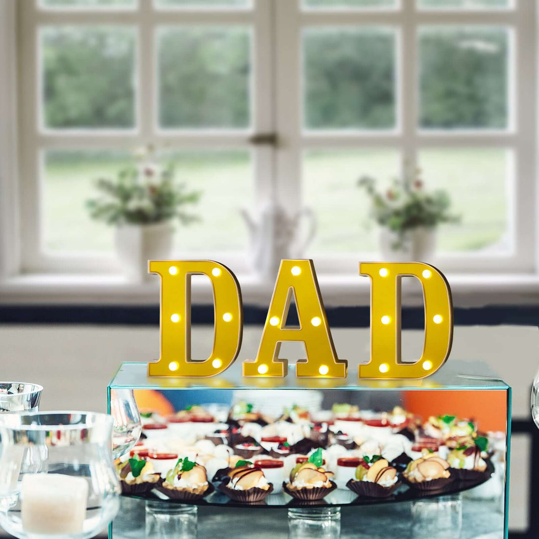 6 Gold 3D Marquee Letters - Warm White 6 LED Light Up Letters - D