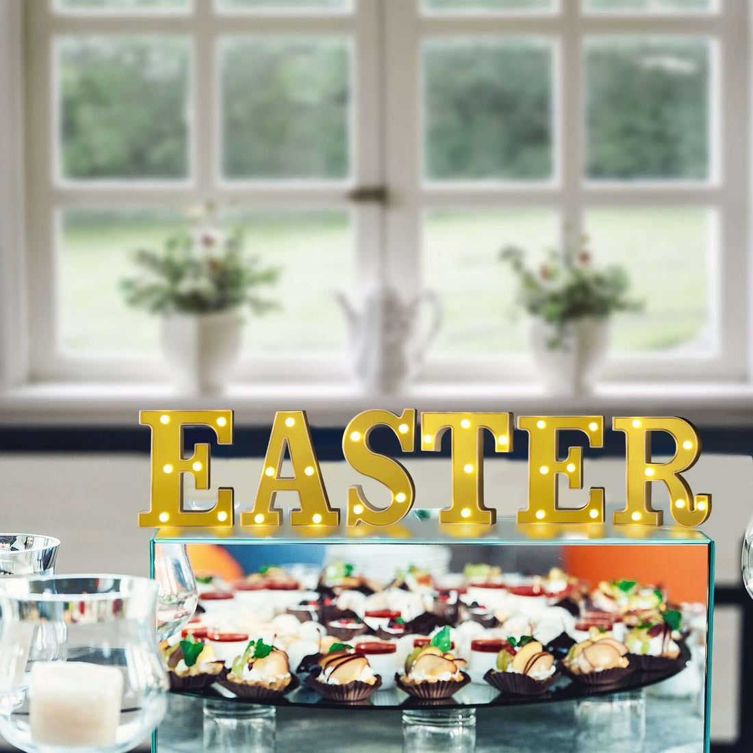 6 Gold 3D Marquee Letters - Warm White 6 LED Light Up Letters - E