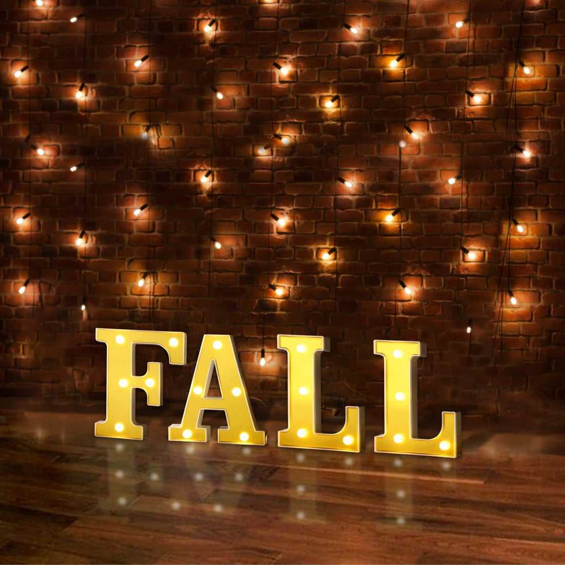 6 Gold 3D Marquee Letters - Warm White 5 LED Light Up Letters - F