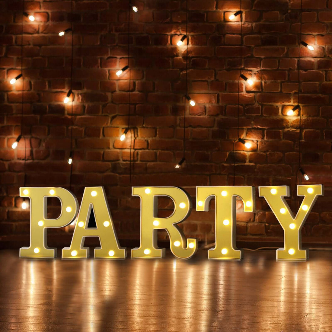 6 Gold 3D Marquee Letters - Warm White 5 LED Light Up Letters - P