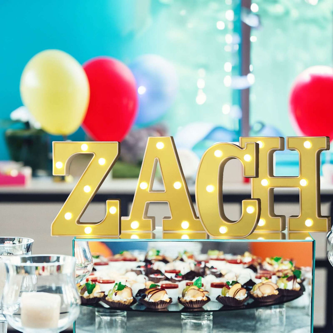 6 Gold 3D Marquee Letters - Warm White 7 LED Light Up Letters - Z