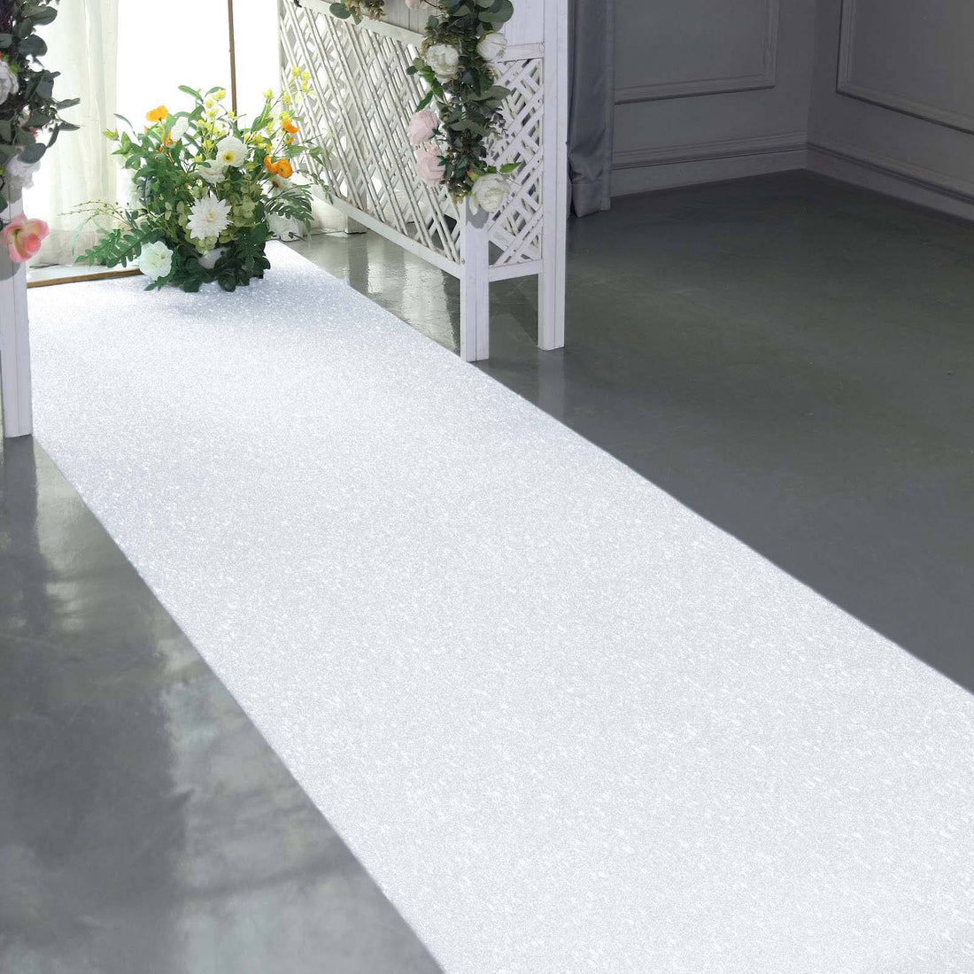 White Glitter Aisle Runner 3 Feet x 50 Feet