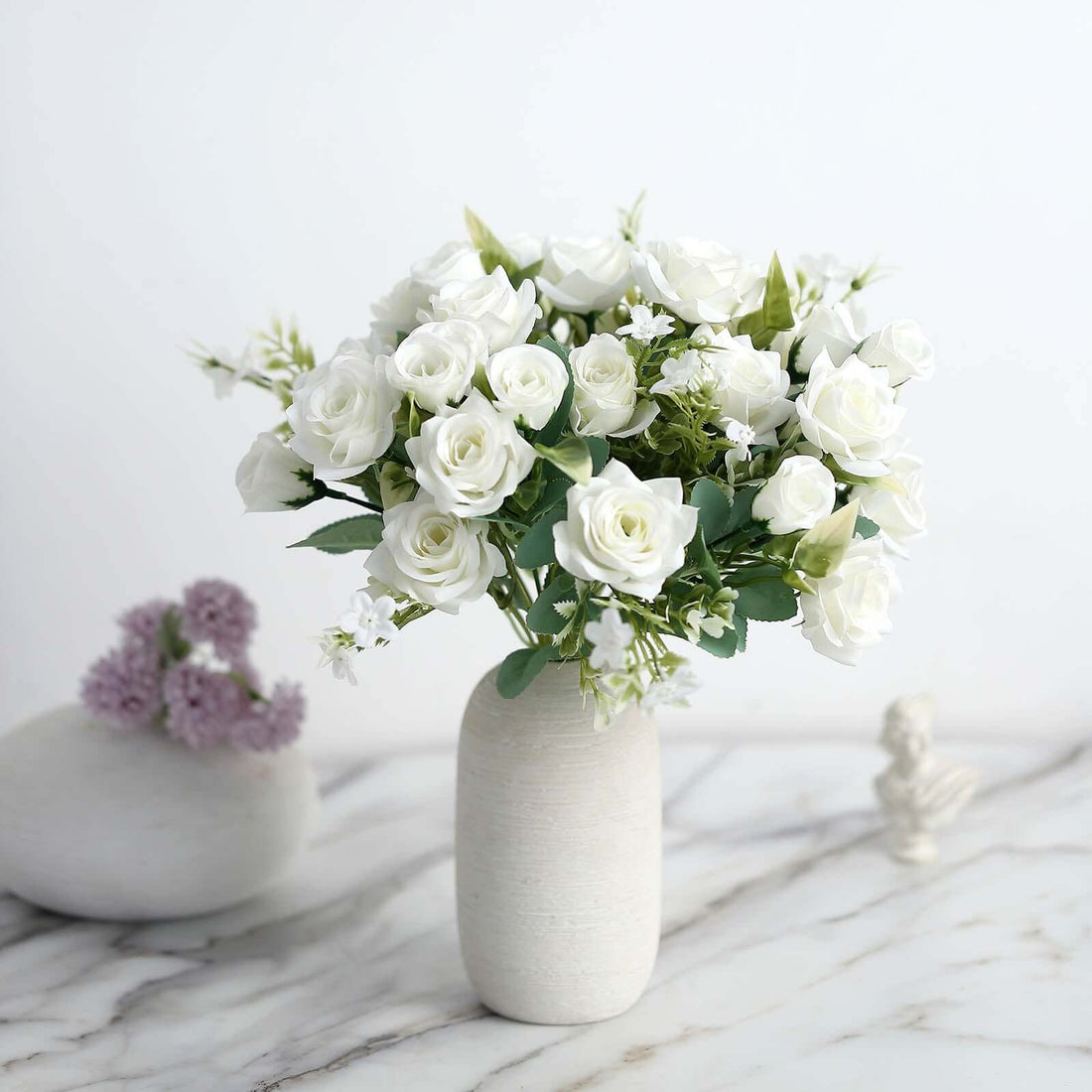 12 Inch Ivory Silk Artificial Flower Rose Bushes