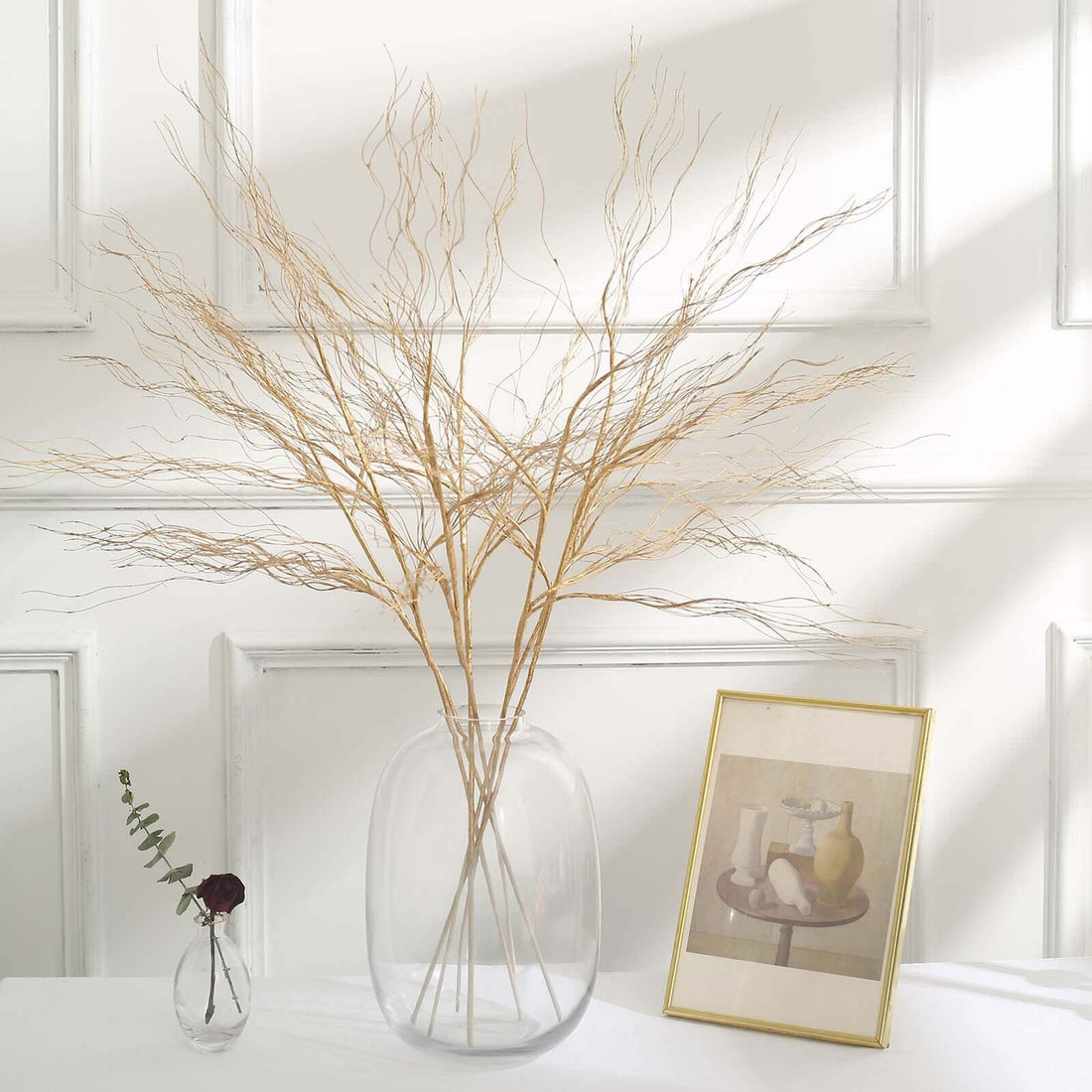 4 Pack | 39inch Metallic Gold Artificial Curly Willow Twig Branch Spray,  Stem Vase Fillers
