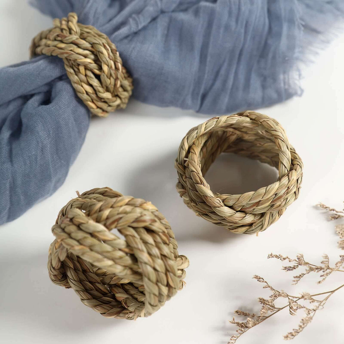4 Pack Natural Handmade Braided Woven Jute Napkin Ring Holders