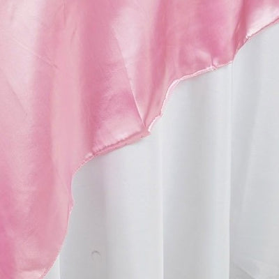Satin Table Overlay 90"x90" Pink - Smooth Finish Table Topper