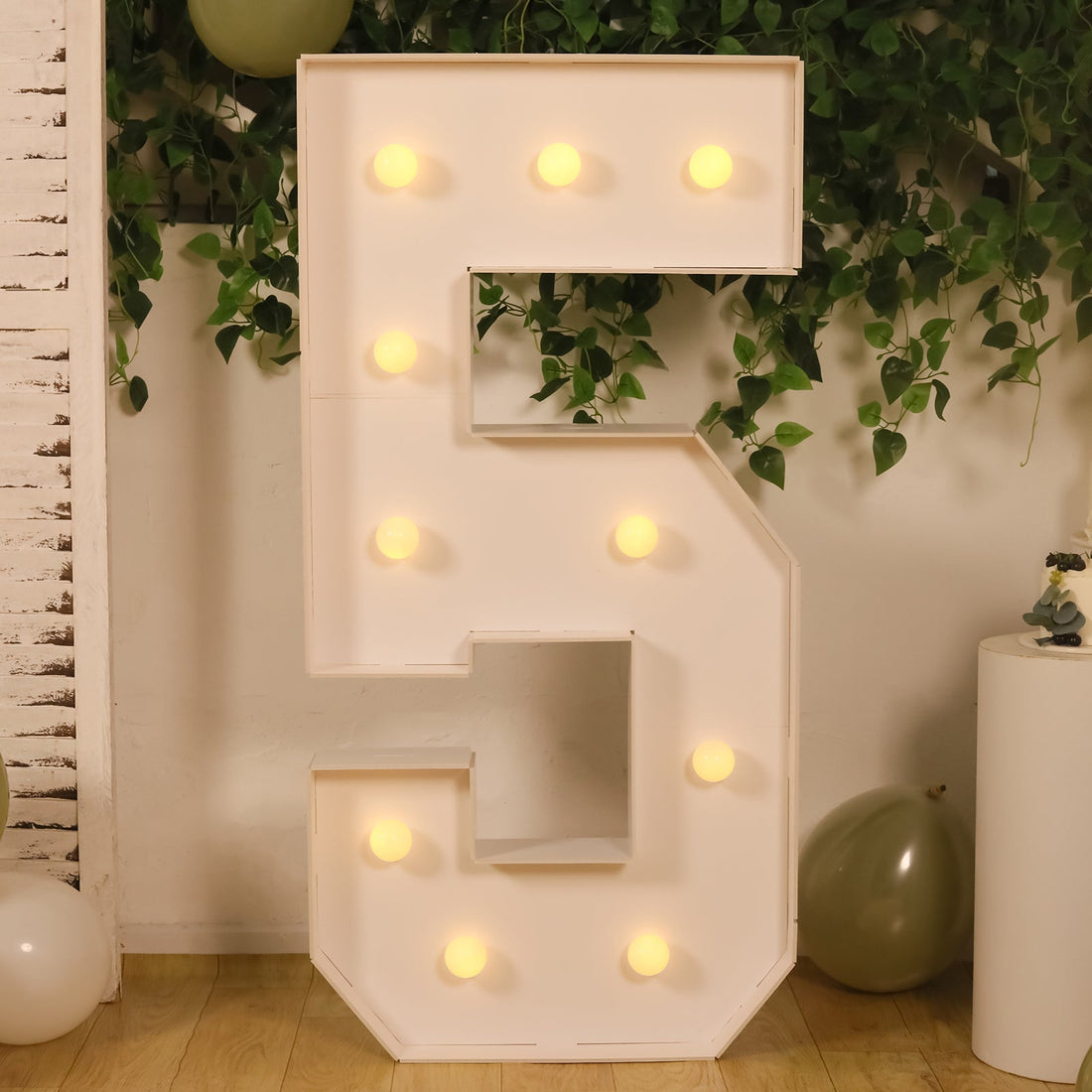 4ft White Marquee Light Up Letter U Large Mosaic Balloon Frame Pre-Cut Foam Board 10 Warm White
