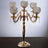 Gold Crystal Beaded Globe Metal Candelabra Candle Holder 25 Inch Tall 5 Arms