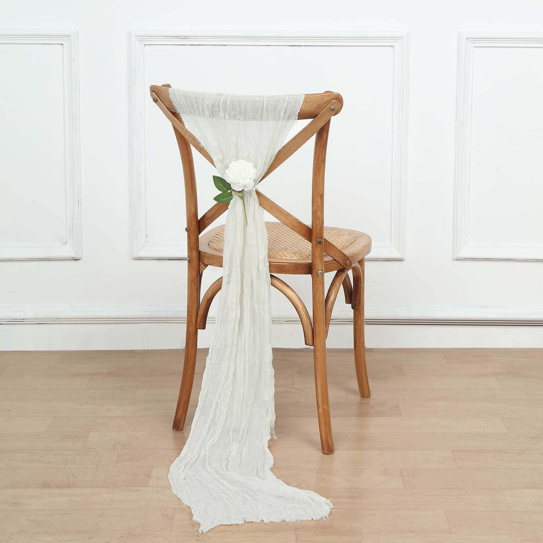 5 Pack | Ivory Gauze Cheesecloth Boho Chair Sashes