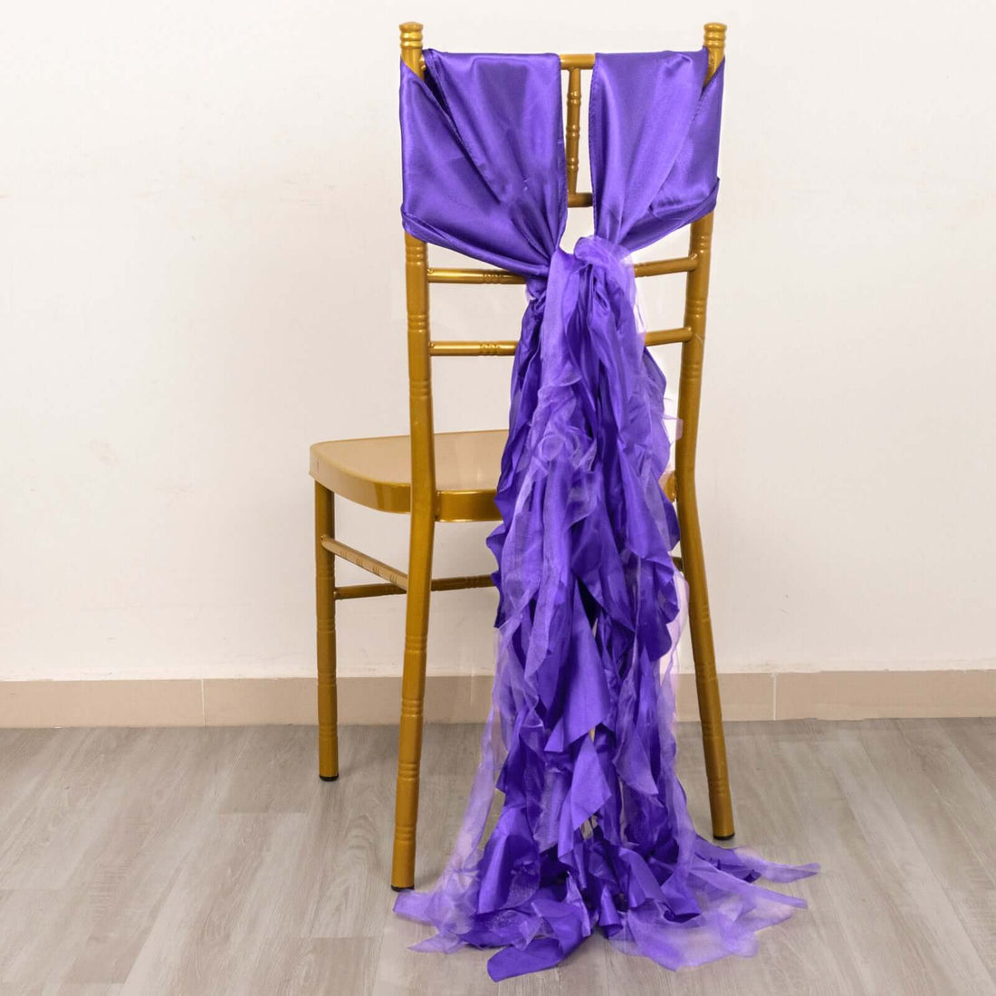 5 Pack Purple Curly Willow Chiffon Satin Chair Sashes