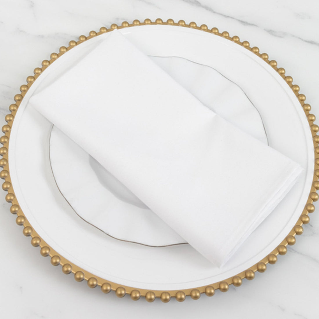 5 Pack Cotton Blend Napkins 20"x20" White - Durable & Wrinkle Resistant Cloth Napkins