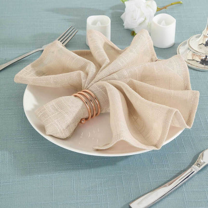 5 Pack Faux Linen Napkins 20"x20" Beige - Slubby Textured & Wrinkle Resistant Dinner Napkins