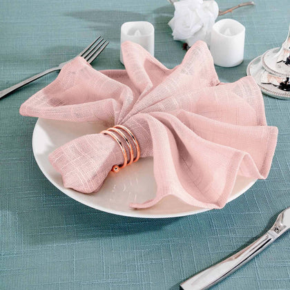 5 Pack Faux Linen Napkins 20"x20" Blush - Slubby Textured & Wrinkle Resistant Dinner Napkins