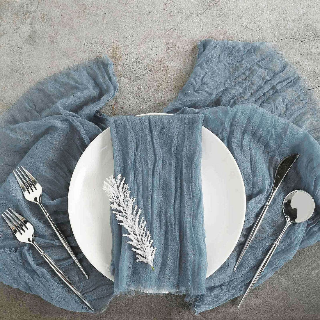 5 Pack Dusty Blue Gauze Dinner Napkins 24 Inch x 19 Inch