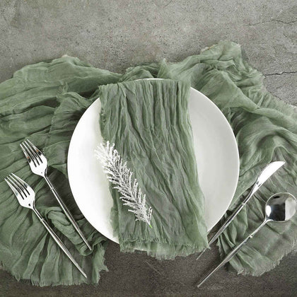 5 Pack Gauze Cheesecloth Napkins 24"x19" Dusty Sage Green - Reusable Boho Dinner Napkins
