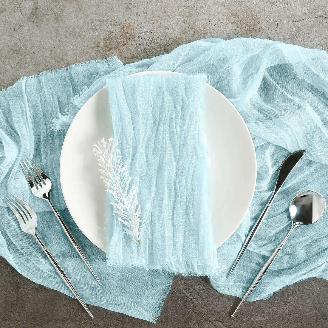 5 Baby Blue Cheesecloth Napkins In 24 Inch x 19 Inch