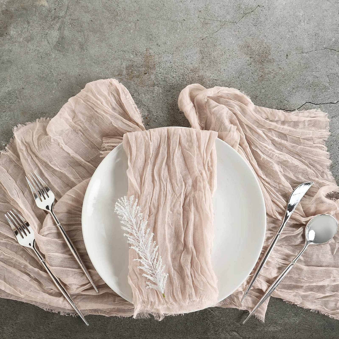 5 Pack Nude Beige Gauze Dinner Napkins 24 Inch x 19 Inch