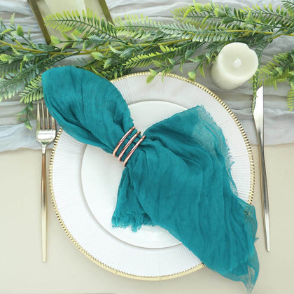 5 Pack Gauze Cheesecloth Napkins 24"x19" Peacock Teal - Reusable Boho Dinner Napkins