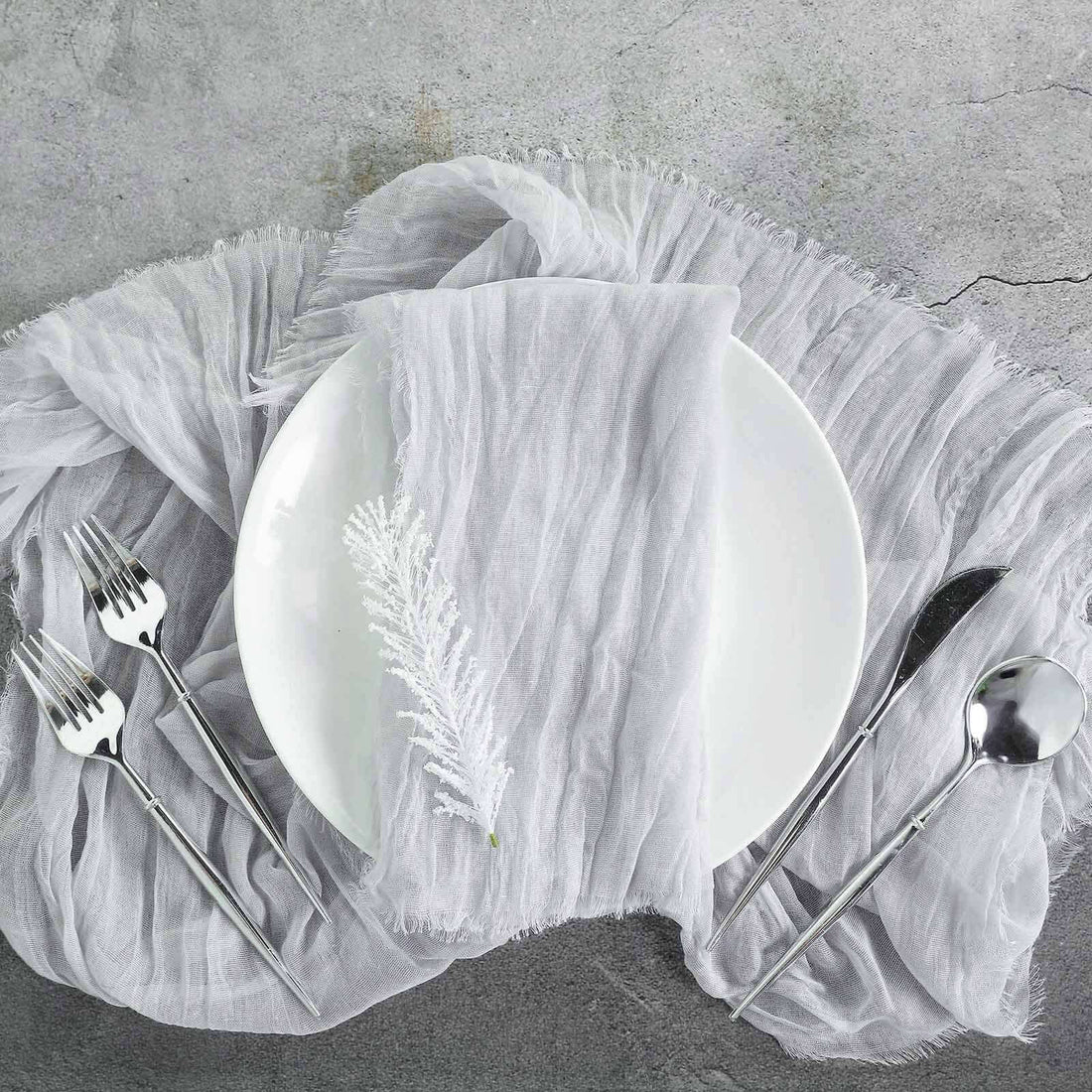 5 Silver Cheesecloth Napkins 24 Inch x 19 Inch