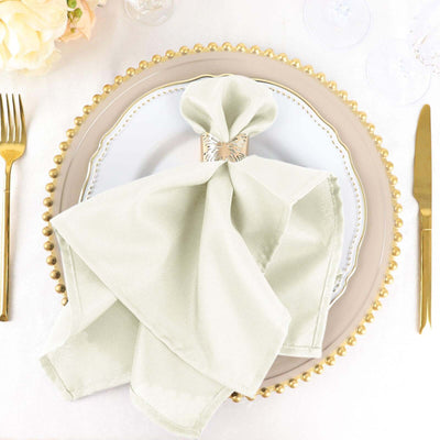 5 Pack Polyester Napkins 20"x20" Ivory - Durable & Wrinkle Resistant Dinner Napkins