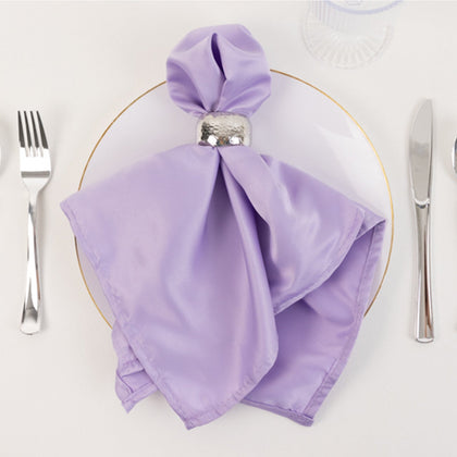 5 Pack Lamour Satin Napkins 20"x20" Lavender Lilac - Soft Matte Textured Dinner Napkins
