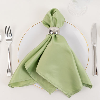 5 Pack Lamour Satin Napkins 20"x20" Sage Green - Soft Matte Textured Dinner Napkins