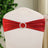 5 Pack of Spandex Chair Sashes with Round Diamond Buckles in Metallic Red