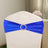5 pack Metallic Royal Blue Spandex Chair Sashes With Attached Round Diamond Buckles