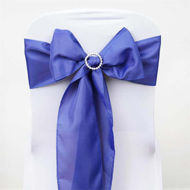 5 PCS | 6" x 108" Royal Blue Polyester Chair Sash#whtbkgd