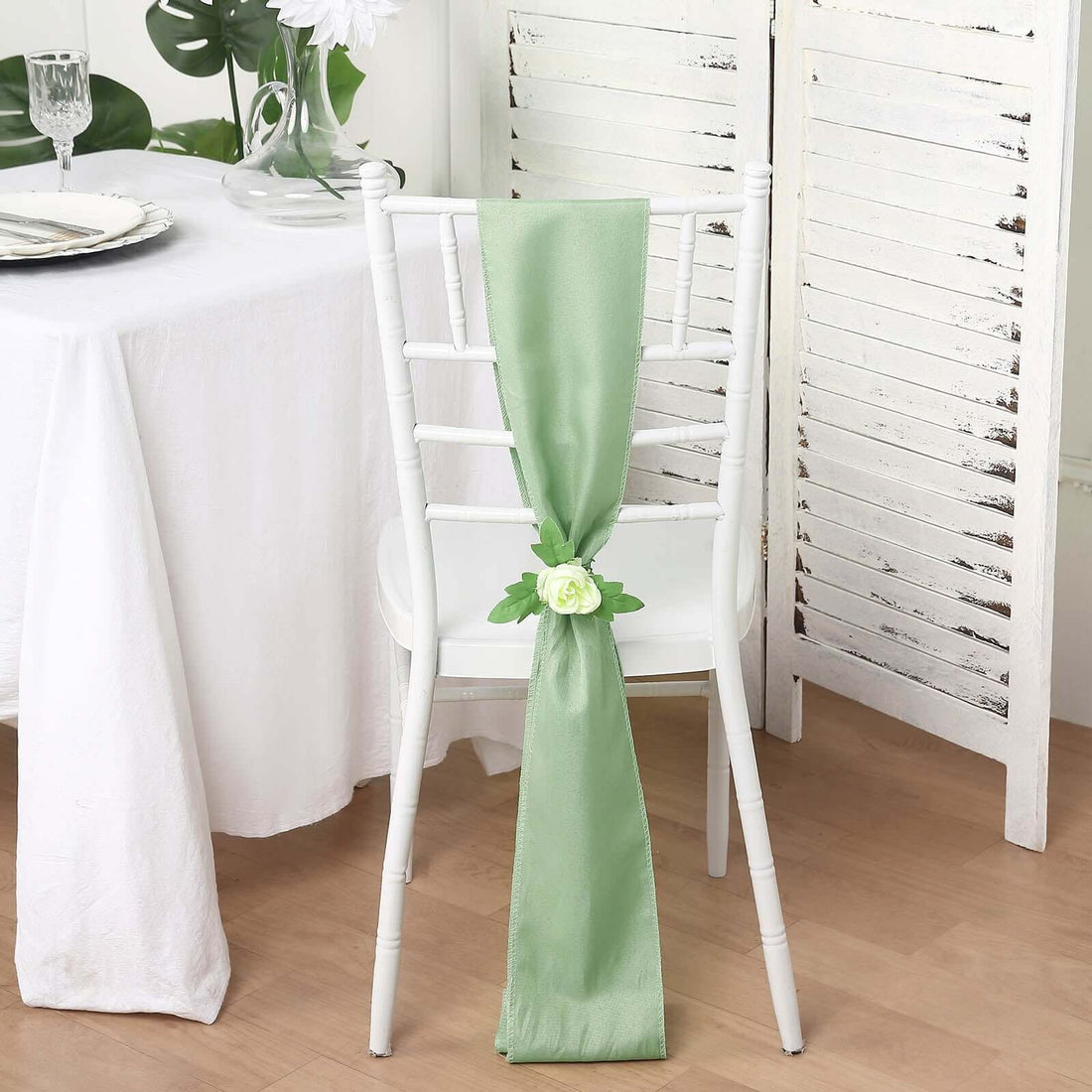 5 PCS | 6inch x 108inch Sage Green Polyester Chair Sash
