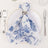 5 Pack White Blue French Toile Polyester Cloth Napkins, Floral Reusable Dinner Table Linens
