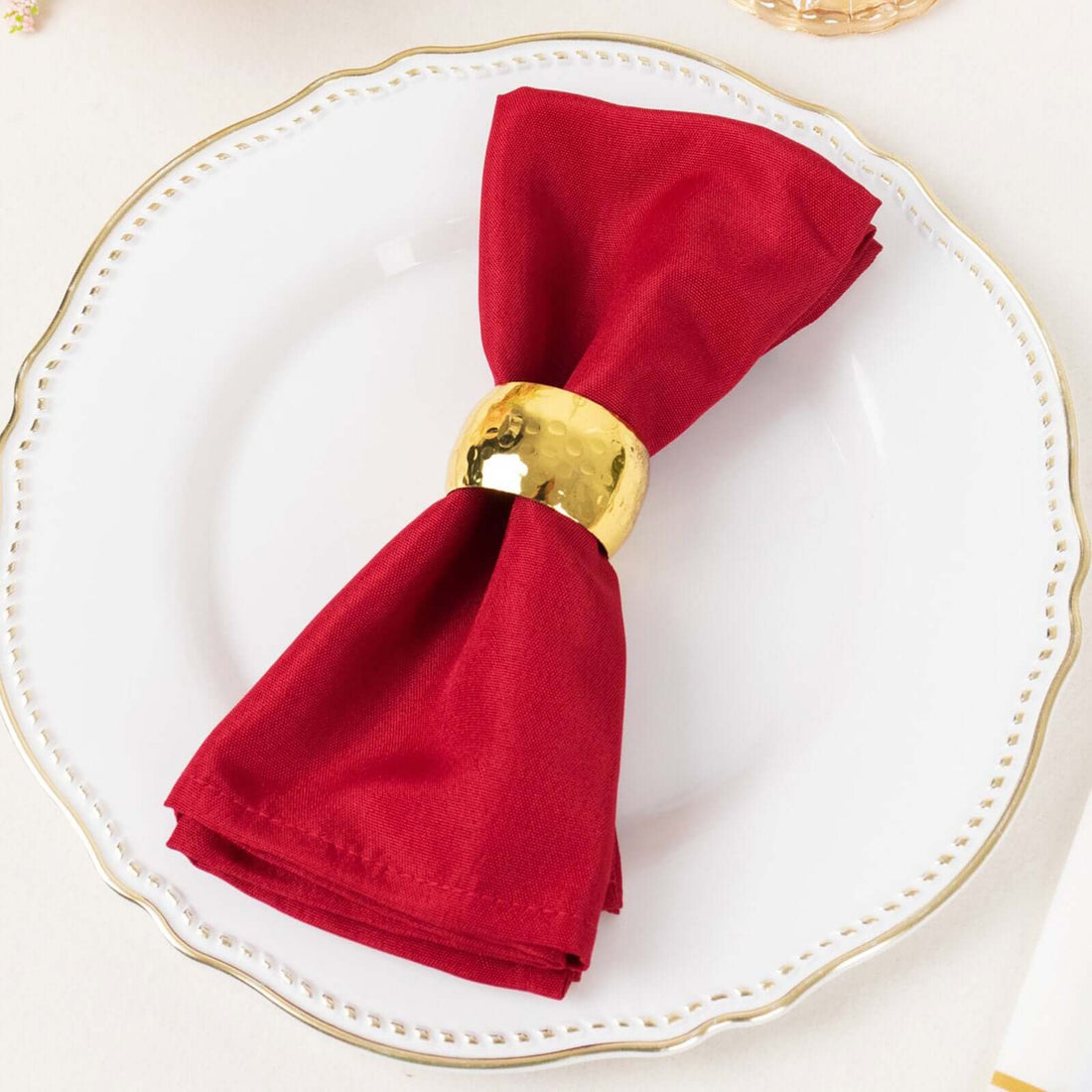 5 Pack Wine Seamless Cloth Dinner Napkins, Wrinkle Resistant Linen