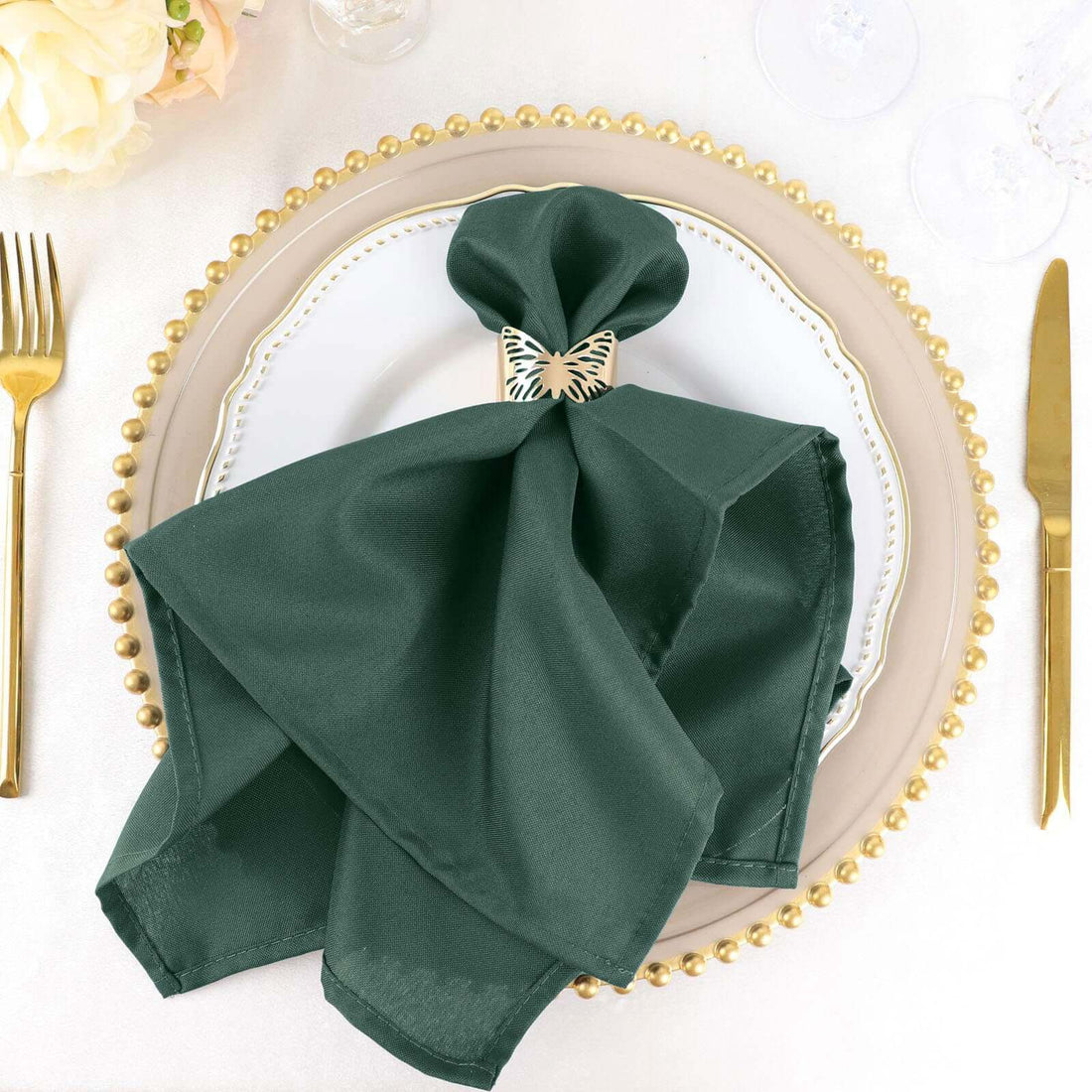 Seamless Linen Dinner Napkins 20 Inch x 20 Inch 5 Pack Hunter Green