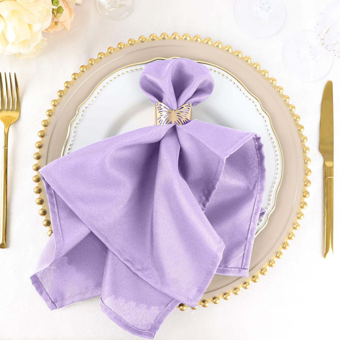 5 Pack | Lavender Lilac Seamless Cloth Dinner Napkins, Reusable Linen | 20inch x 20inch