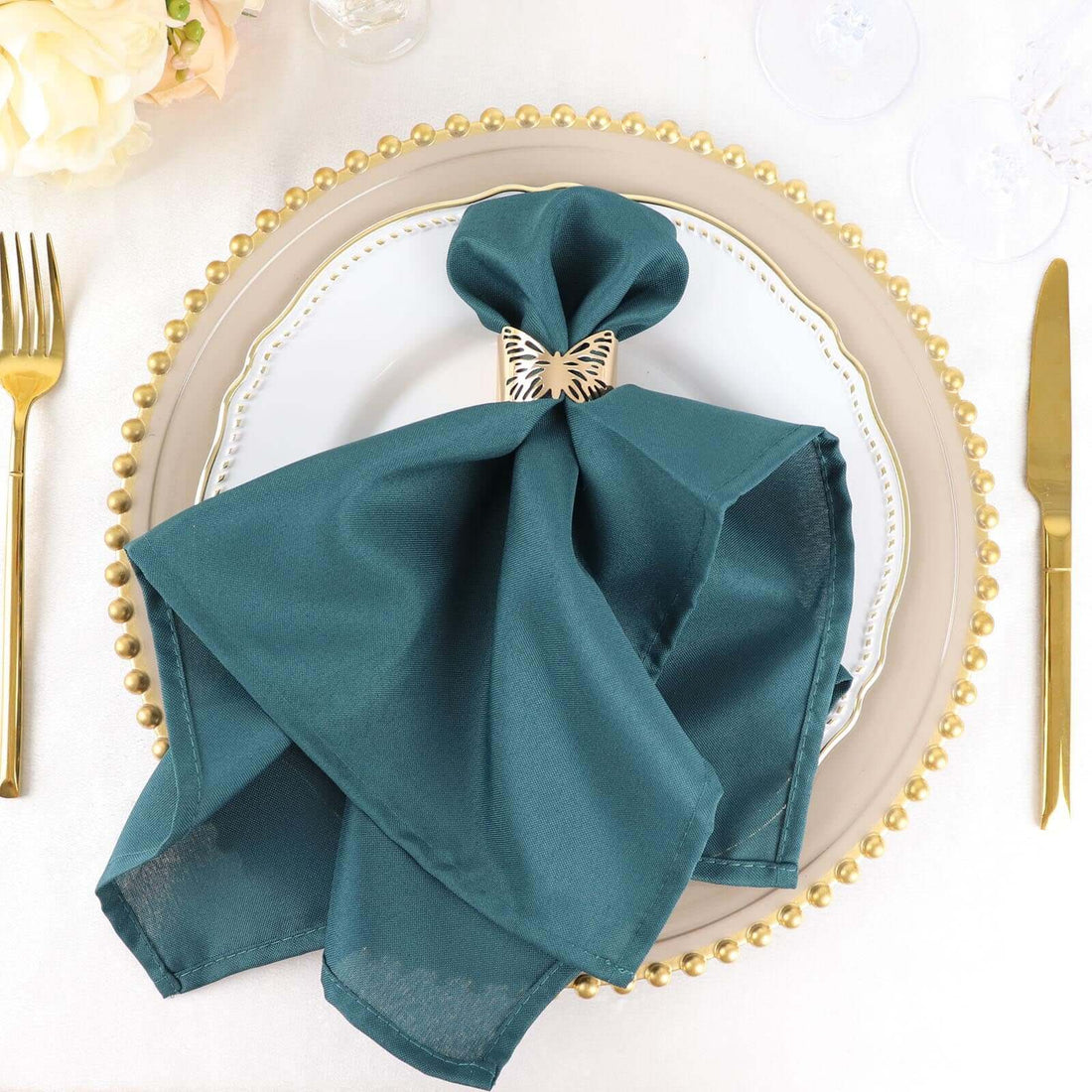 Peacock Teal Cloth Dinner Napkins Seamless Pack Of 5