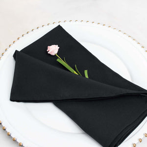5 Pack Premium Polyester Napkins 20"x20" Black - 220GSM Stain and Wrinkle Resistant Cloth Napkins for Weddings, Parties & Events