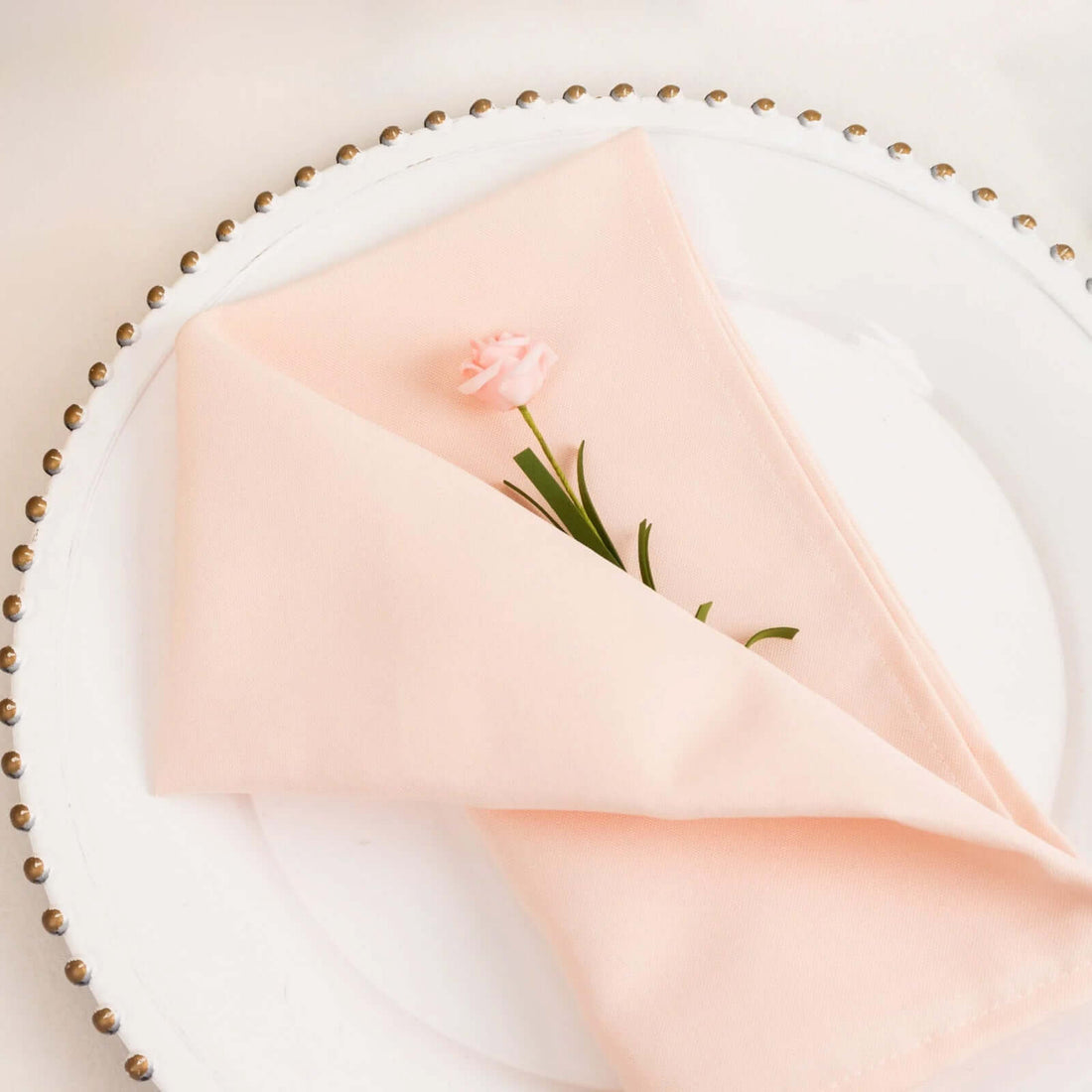 5 Pack Blush Premium Polyester Dinner Napkins, Seamless Cloth Napkins
