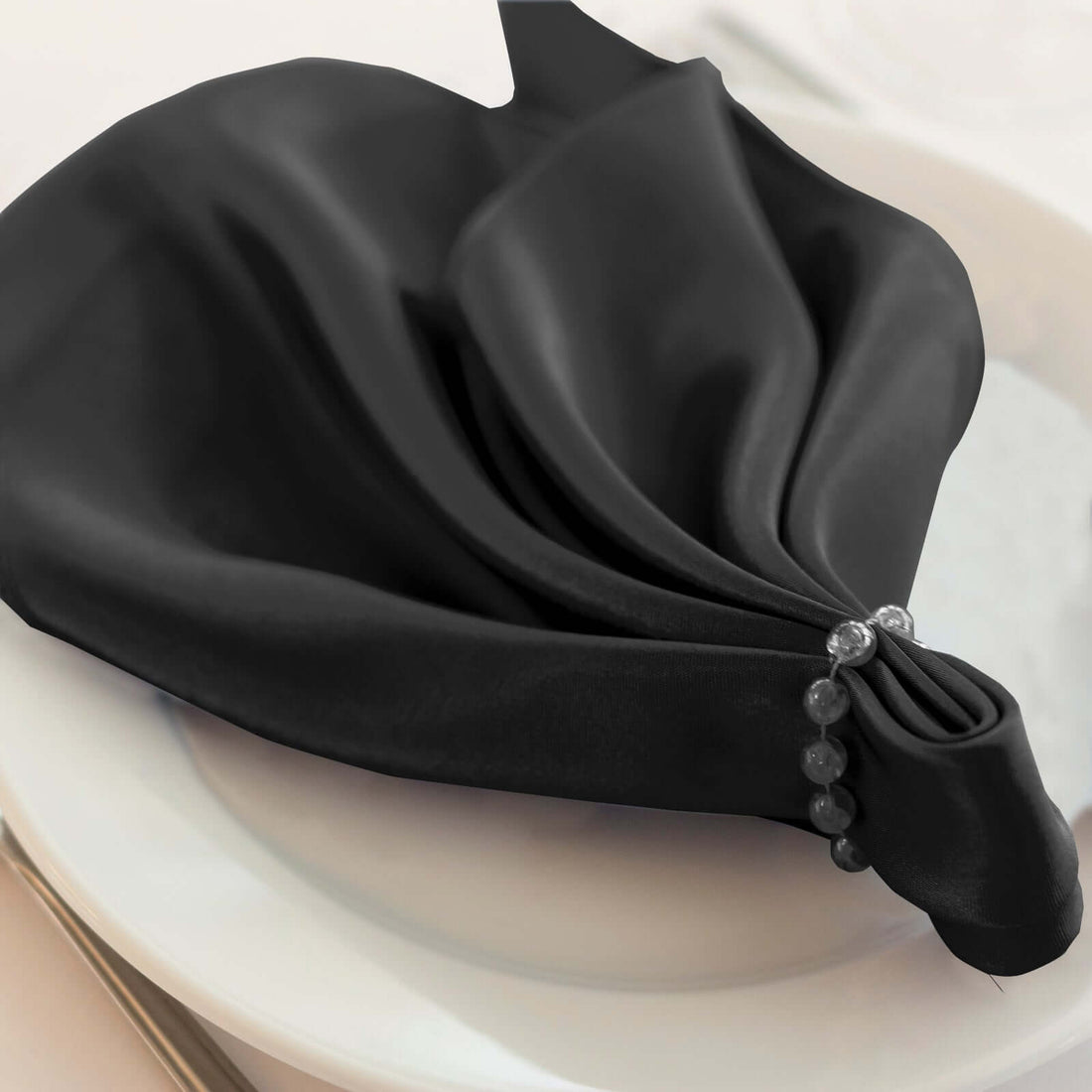 5 Pack Black Premium Scuba Cloth Napkins, Wrinkle-Free Reusable Dinner Napkins
