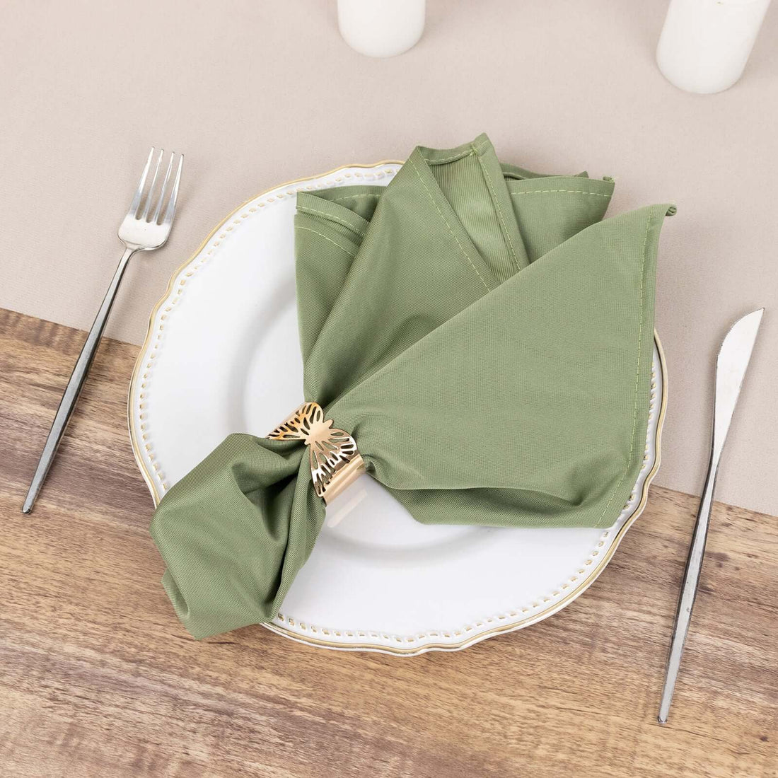 5 Pack Dusty Sage Green Premium Scuba Cloth Napkins, Wrinkle-Free Reusable Dinner Napkins 20x20inch