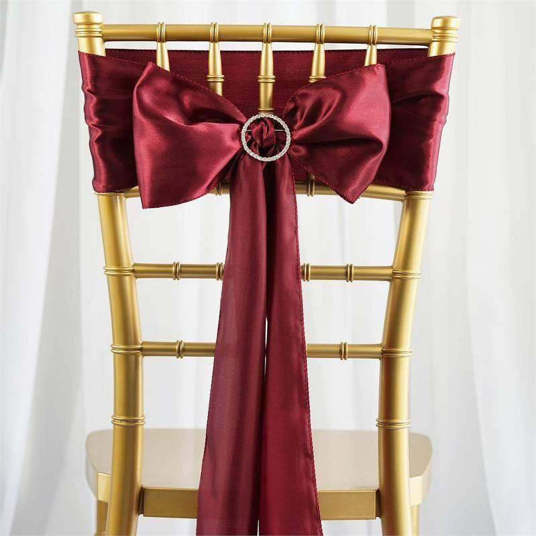5 pack - 6"x106" Burgundy Satin Chair Sashes